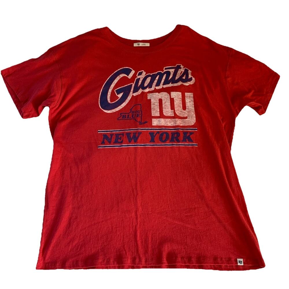 NWT ‘47 NFL New York Giants Go Big Blue Women’s T-Shirt Racer Red Size Large